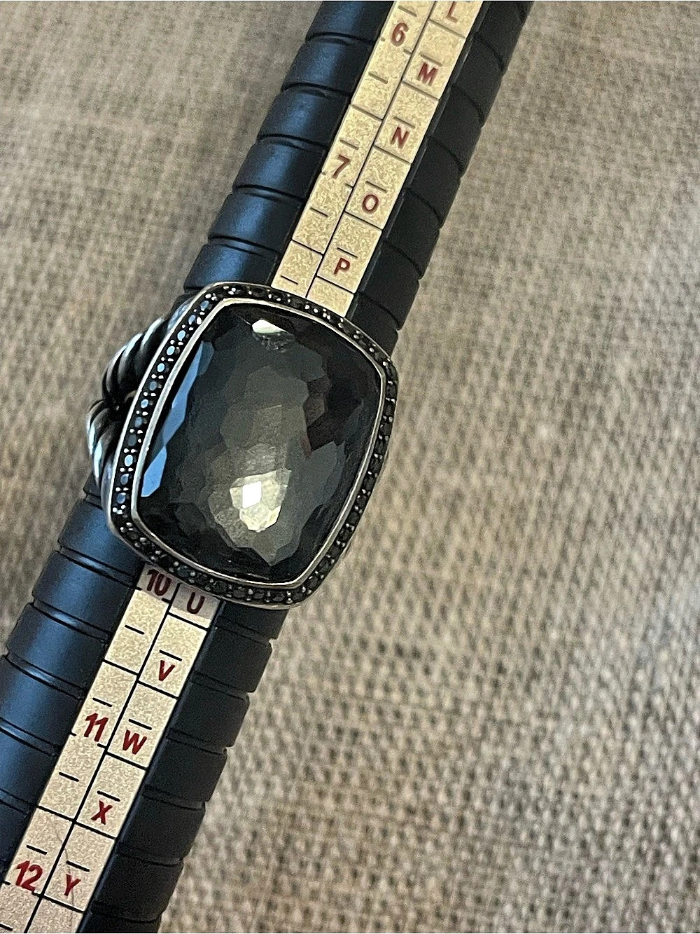 David Yurman Albion Ring with Black Orchid and Diamonds Black Faceted Stone